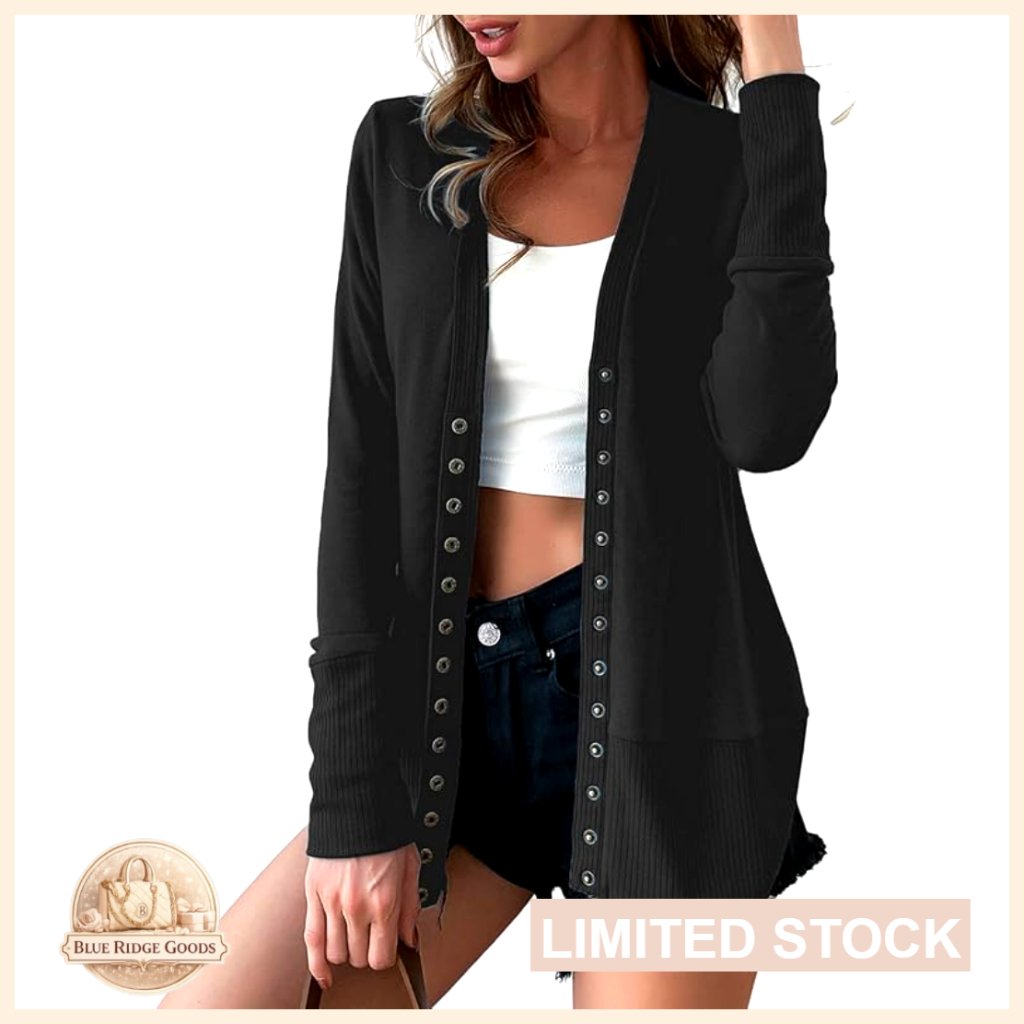Long Sleeve V-Neck Cardigan Soft Knit Button Down Sweater Chic Classic